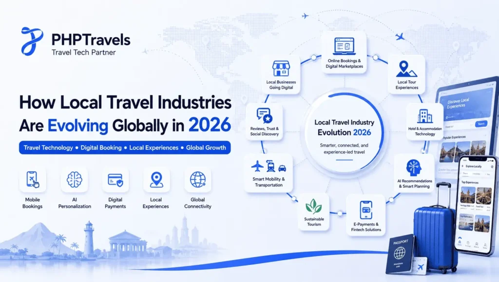 How local travel industries are evolving globally in 2026 through AI, mobile bookings, digital payments, sustainable tourism, and travel technology.