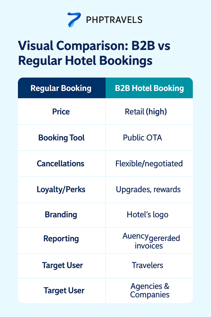 Comparison between regular hotel bookings and B2B hotel bookings