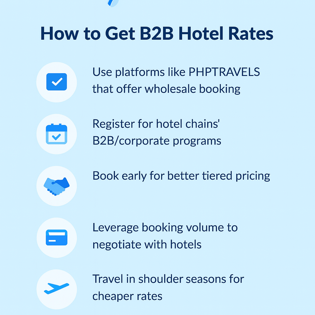 Checklist of how to get B2B hotel prices with icons