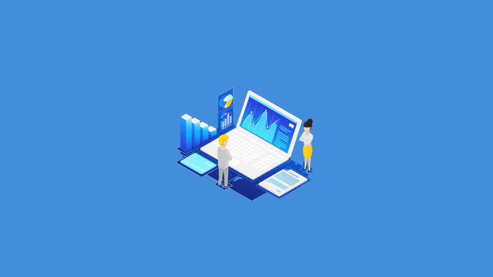 3D illustration showing travel and expense management software analytics for the Gartner Magic Quadrant