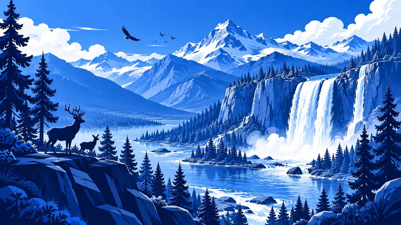 Natural tourist attractions including mountains waterfall and wildlife